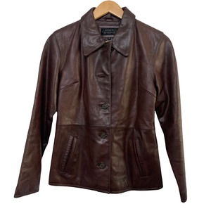 Vintage Steve Madden Leather Red Brown Quilted Lined Jacket Small